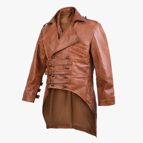 Military Men Leather Coat for Party Wear