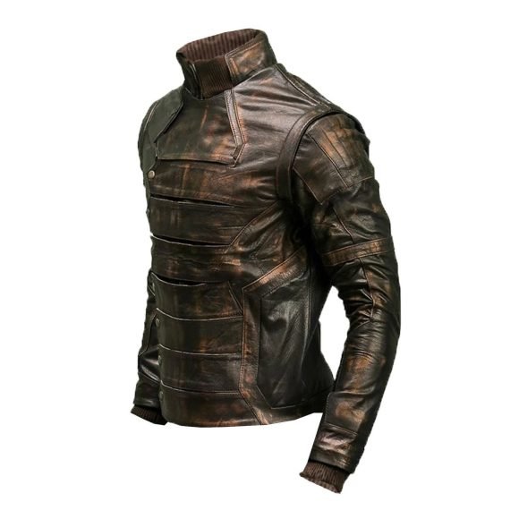 Distressed Brown Movies Leather Jacket