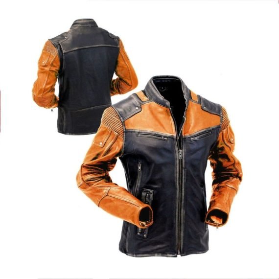 Brando Cafe Racer Combo Leather Jacket