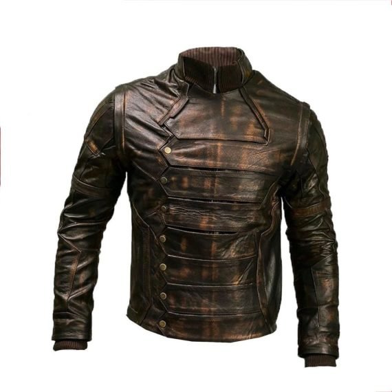 Distressed Brown Movies Leather Jacket