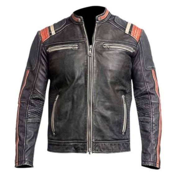 Mens Vintage Cafe Racer Leather Jacket