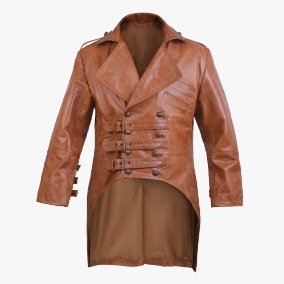 Military Men Leather Coat for Party Wear