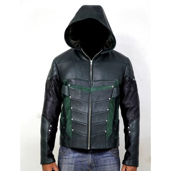 Comic Character, TV Series Cosplay Olive Green Hood Leather Coat