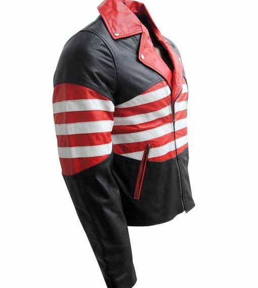 American Flag Black and Red Leather Jacket